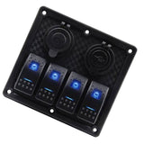 Maxbell High Quality 4 GANG Rocker Switch Panel Circuit Breaker Dual LED Car Boat