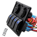 Maxbell High Quality 4 GANG Rocker Switch Panel Circuit Breaker Dual LED Car Boat