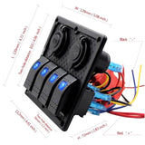 Maxbell High Quality 4 GANG Rocker Switch Panel Circuit Breaker Dual LED Car Boat