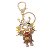 Maxbell Cute Dragon Charm Pendant Crystal Purse Bag Car Key Ring Keychain Keyring Purple