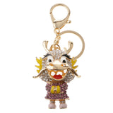 Maxbell Cute Dragon Charm Pendant Crystal Purse Bag Car Key Ring Keychain Keyring Purple