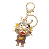 Maxbell Cute Dragon Charm Pendant Crystal Purse Bag Car Key Ring Keychain Keyring Purple