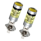 Maxbell 2pcs H1 100W Fog Light Yellow LED DRL Projector Lamp Bulb for Car Vehicle