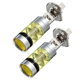 Maxbell 2pcs H1 100W Fog Light Yellow LED DRL Projector Lamp Bulb for Car Vehicle