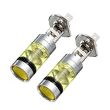 Maxbell 2pcs H1 100W Fog Light Yellow LED DRL Projector Lamp Bulb for Car Vehicle