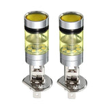 Maxbell 2pcs H1 100W Fog Light Yellow LED DRL Projector Lamp Bulb for Car Vehicle