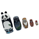 Maxbell 5PCS Hand Painted Panda Animal Wooden Russian Nesting Dolls Matryoshka Toys