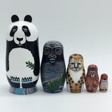 Maxbell 5PCS Hand Painted Panda Animal Wooden Russian Nesting Dolls Matryoshka Toys