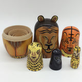 Maxbell 5PCS Hand Painted Lion Animal Wooden Russian Nesting Dolls Matryoshka Toys