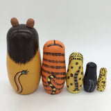 Maxbell 5PCS Hand Painted Lion Animal Wooden Russian Nesting Dolls Matryoshka Toys