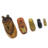 Maxbell 5PCS Hand Painted Lion Animal Wooden Russian Nesting Dolls Matryoshka Toys