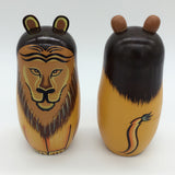 Maxbell 5PCS Hand Painted Lion Animal Wooden Russian Nesting Dolls Matryoshka Toys