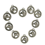 Maxbell 10 Pcs Tibetan Silver Western Horse Round Charms Pendants Jewelry DIY Making