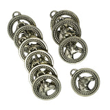 Maxbell 10 Pcs Tibetan Silver Western Horse Round Charms Pendants Jewelry DIY Making