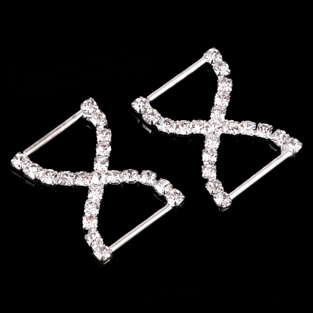 Maxbell Pack of 10 Bikini Swimwear Connectors Charm Metal Chain Buttons Crystal Rhinestone Bowknot Buckles