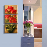 Maxbell 3pcs Modern Canvas Wall Artwork Painting Red Tulip Print Picture Set 30*50cm