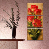 Maxbell 3pcs Modern Canvas Wall Artwork Painting Red Tulip Print Picture Set 30*50cm