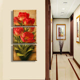 Maxbell 3pcs Modern Canvas Wall Artwork Painting Red Tulip Print Picture Set 30*50cm