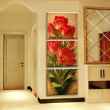 Maxbell 3pcs Modern Canvas Wall Artwork Painting Red Tulip Print Picture Set 30*50cm