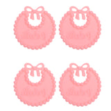 Maxbell 12 Pieces Mini Plastic Bibs for Baby Shower or Gender Reveal Decorations,Cupcake Topper Pink