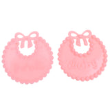 Maxbell 12 Pieces Mini Plastic Bibs for Baby Shower or Gender Reveal Decorations,Cupcake Topper Pink