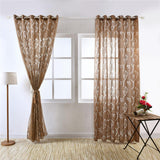 Maxbell 100*250cm Shadow Coffee Leaves Bubble Snuff Sheer Voile Tulle Curtain