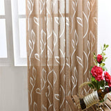 Maxbell 100*250cm Shadow Coffee Leaves Bubble Snuff Sheer Voile Tulle Curtain