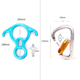 Maxbell 50KN Safety Figure 8 Descender Belay Device + 25KN D-Shape Carabiner Hook for Outdoor Rock Climbing