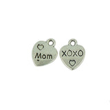 Maxbell 50 Pieces I love MOM XOXO Heart Charms DIY Making Mother's Day Jewelry DIY Necklace Bangle Accessories