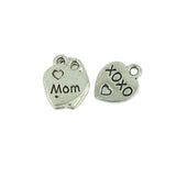 Maxbell 50 Pieces I love MOM XOXO Heart Charms DIY Making Mother's Day Jewelry DIY Necklace Bangle Accessories