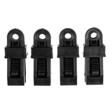 Maxbell 4 Pieces Black Plastic Awning Clamp Secure Tent Tarp Clips Snap Hangers Outdoor Camping Emergency Tool