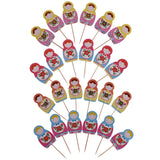 Maxbell Pieces of 24 Russian Nesting Doll Cake Topper Picks Baby Shower Birthday Cake Centerpiece