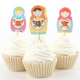 Maxbell Pieces of 24 Russian Nesting Doll Cake Topper Picks Baby Shower Birthday Cake Centerpiece