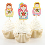 Maxbell Pieces of 24 Russian Nesting Doll Cake Topper Picks Baby Shower Birthday Cake Centerpiece