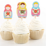 Maxbell Pieces of 24 Russian Nesting Doll Cake Topper Picks Baby Shower Birthday Cake Centerpiece