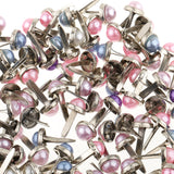 Maxbell 200 Pieces Metal Pearl Head Brad Paper Fasteners for Scrapbooking Embellishment Paper Craft 6mm