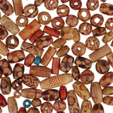 Maxbell 100 Pieces Wooden Boho Mixed Large Hole European Beads for Crafts Jewelry Making