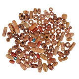 Maxbell 100 Pieces Wooden Boho Mixed Large Hole European Beads for Crafts Jewelry Making