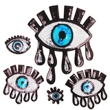 Maxbell 5 Pieces/set Eyes Design Sequins Patches Embroidered Applique Embellishment Sewing on Iron on Clothes Craft