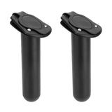 Maxbell 1 Pair Black Plastic 30 Degree Fishing Rod Holder with Cap Cover - Kayak Canoe Side Flush Mount 1.5" Diameter + Screws