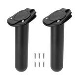 Maxbell 1 Pair Black Plastic 30 Degree Fishing Rod Holder with Cap Cover - Kayak Canoe Side Flush Mount 1.5" Diameter + Screws