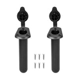 Maxbell 1 Pair Black Plastic 30 Degree Fishing Rod Holder with Cap Cover - Kayak Canoe Side Flush Mount 1.5" Diameter + Screws