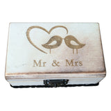 Maxbell Mr & Mrs Love Birds Rustic Chic Ring Box Wedding Engagement Favors Wood Craft Wooden Jewelry Ring Holder Display Case