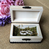 Maxbell Mr & Mrs Love Birds Rustic Chic Ring Box Wedding Engagement Favors Wood Craft Wooden Jewelry Ring Holder Display Case