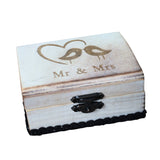 Maxbell Mr & Mrs Love Birds Rustic Chic Ring Box Wedding Engagement Favors Wood Craft Wooden Jewelry Ring Holder Display Case