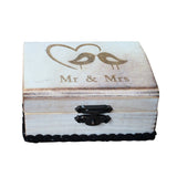 Maxbell Mr & Mrs Love Birds Rustic Chic Ring Box Wedding Engagement Favors Wood Craft Wooden Jewelry Ring Holder Display Case