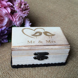 Maxbell Mr & Mrs Love Birds Rustic Chic Ring Box Wedding Engagement Favors Wood Craft Wooden Jewelry Ring Holder Display Case