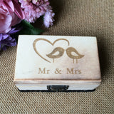 Maxbell Mr & Mrs Love Birds Rustic Chic Ring Box Wedding Engagement Favors Wood Craft Wooden Jewelry Ring Holder Display Case