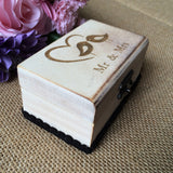 Maxbell Mr & Mrs Love Birds Rustic Chic Ring Box Wedding Engagement Favors Wood Craft Wooden Jewelry Ring Holder Display Case