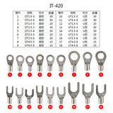 Maxbell 420 Piece Cold Pressed Non-Insulated Ring Terminal Fork Connector Crimp